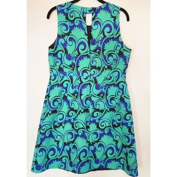 J Crew A-Line Vineyard‎ Jacquard Green/Blue Sheath Dress size 8 - Picture 7 of 11